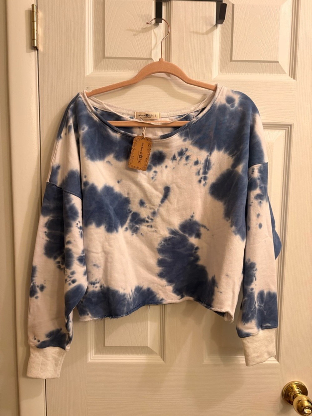 NWT Natural Life Palmer tie die crop crewneck